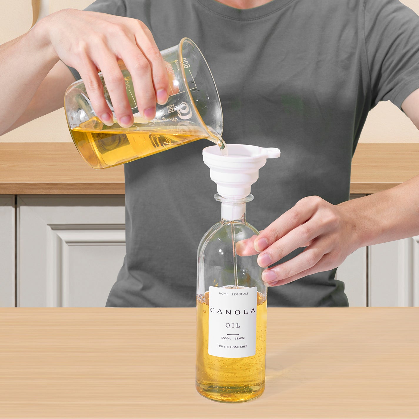 Oil and Vinegar Dispenser with Metal Pour Spout