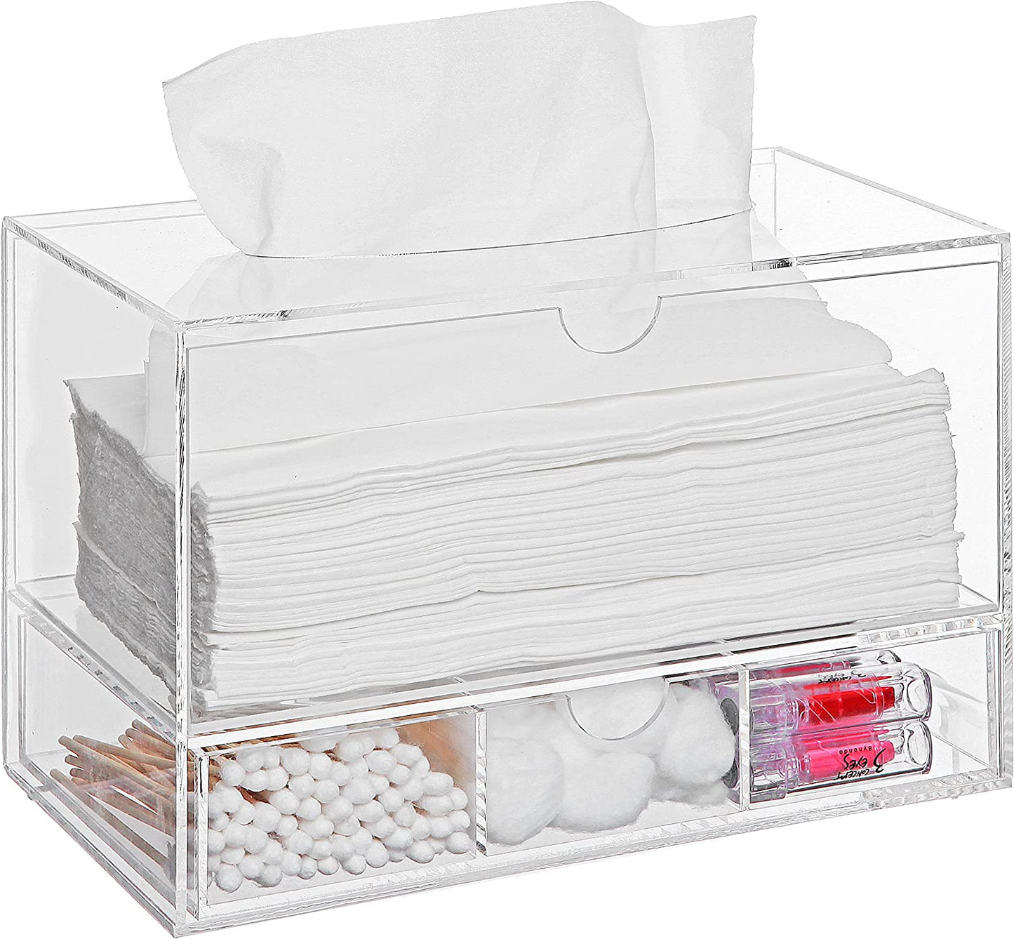 Acrylic Cosmetic Organiser with Tissue Dispenser