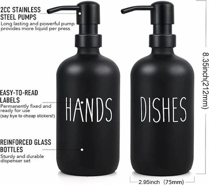 Hands & Dishes Pump bottles with bamboo tray